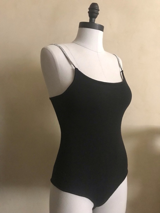 Forever 21 Tops - Forever 21 Black Knit Bodysuit with Silver Straps